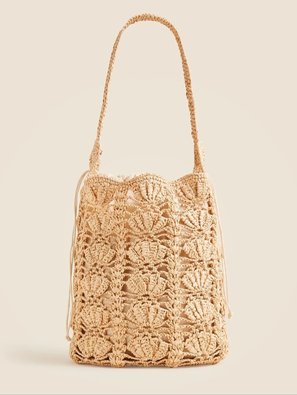 NWT J Crew Hand-knotted Faux Raffia Bucket Crochet Bag